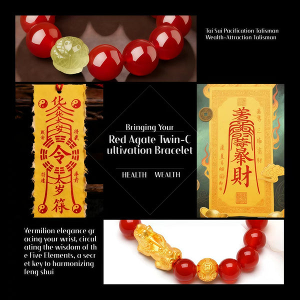 Red Agate Twin-Cultivation Bracelet – For Wearing on Left and Right Hands