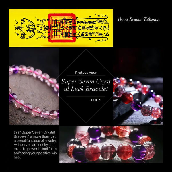 Super Seven (Rainbow) Crystal Lucky Bracelet – Can Be Worn on Either the Left or Right Hand