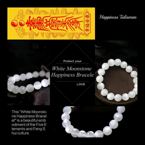 White Moonstone Happiness Bracelet – Wear on the Left Hand